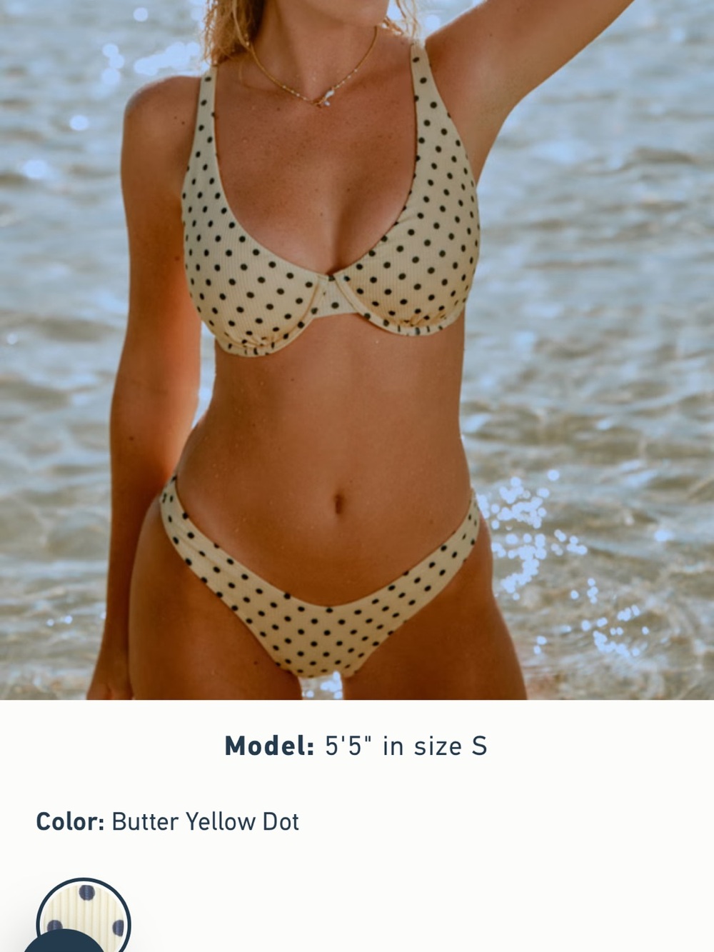 NWT Hollister butter yellow dot underwire bikini set size medium